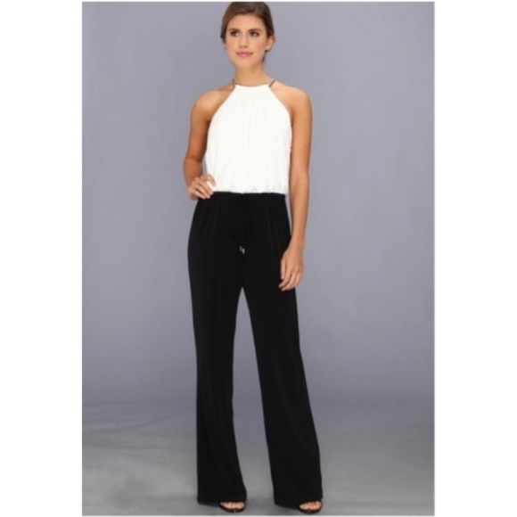 Vince Camuto Pants - Vince Camuto Halter Black White Jumpsuit